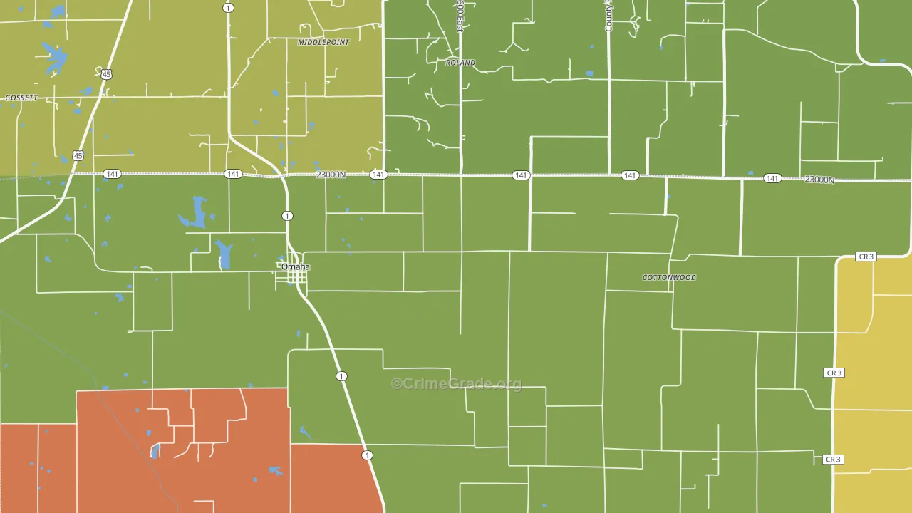 Omaha, IL Map of Vandalism Rates