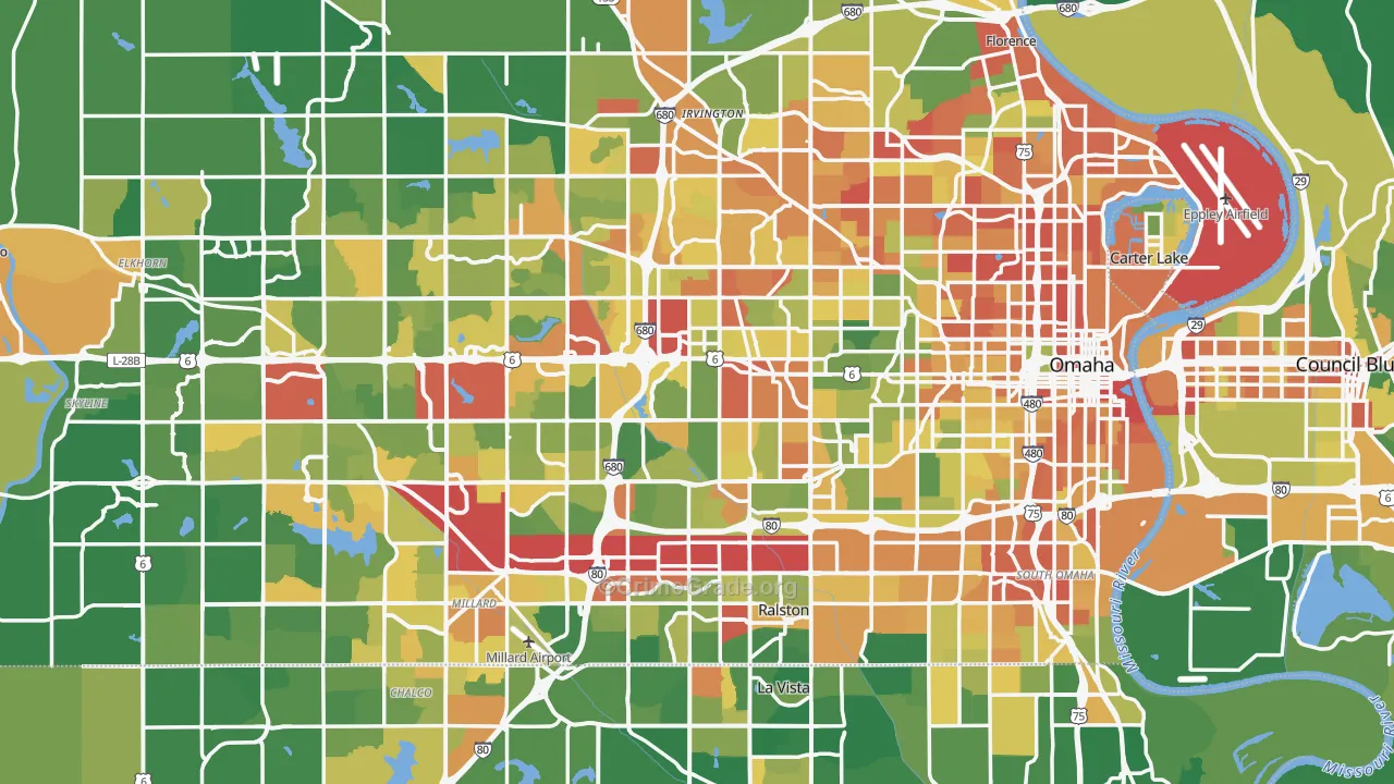 Omaha, NE Map of Vandalism Rates