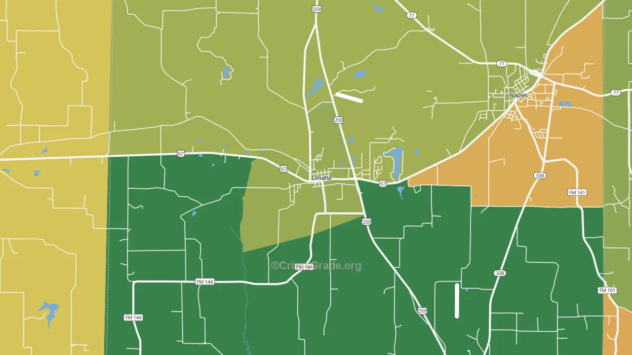 Omaha, TX Map of Vandalism Rates