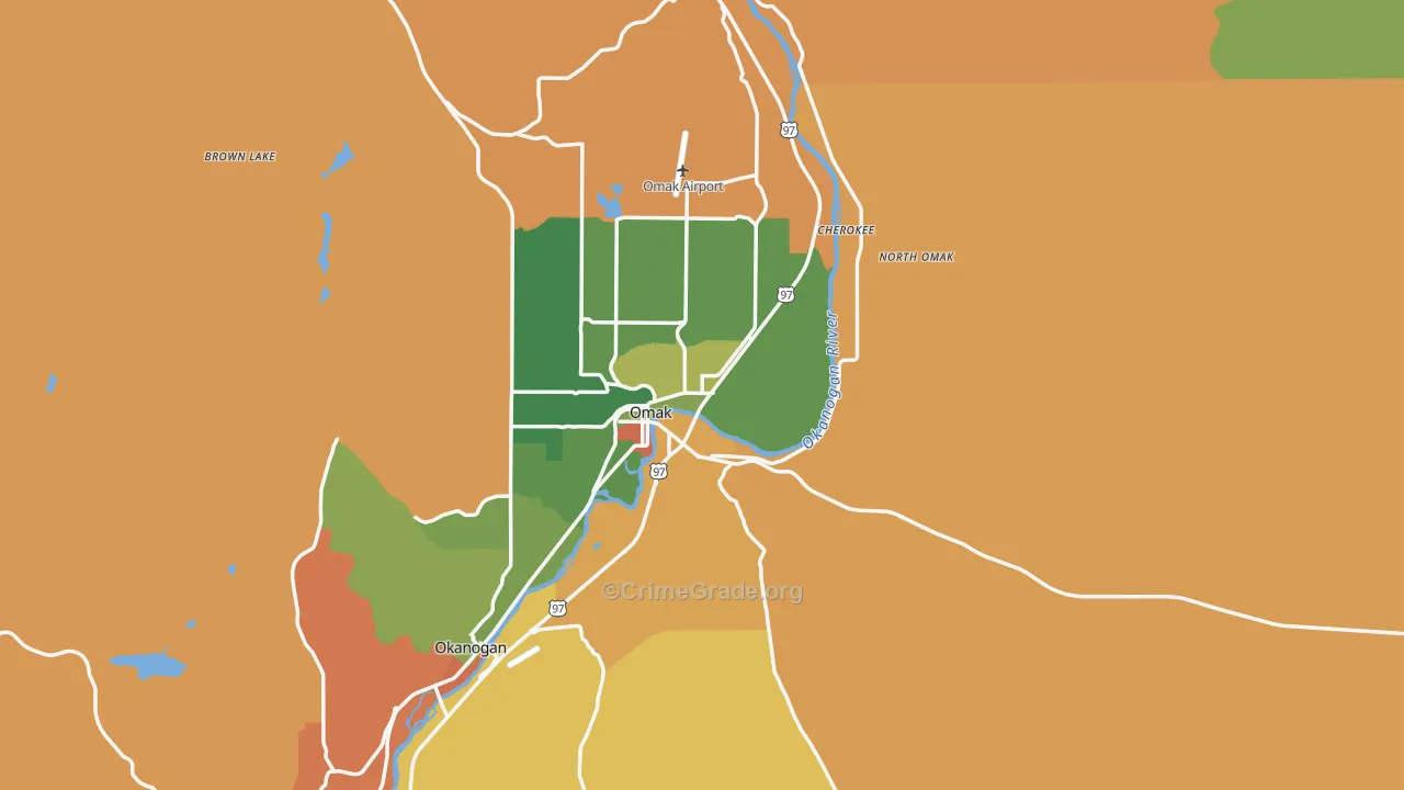 Omak, WA Map of Vandalism Rates