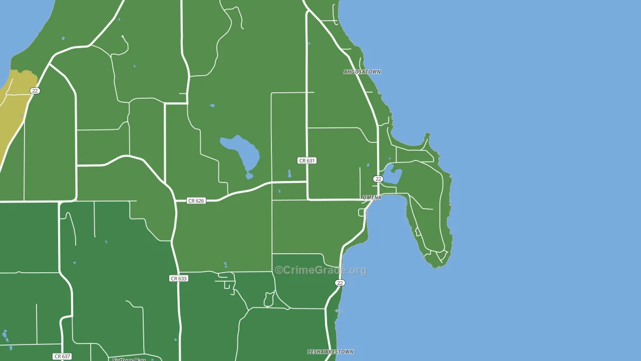 Omena, MI Map of Vandalism Rates