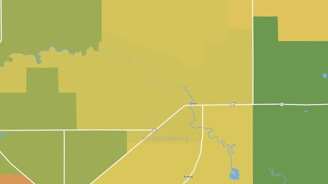 Omer, MI Map of Vandalism Rates