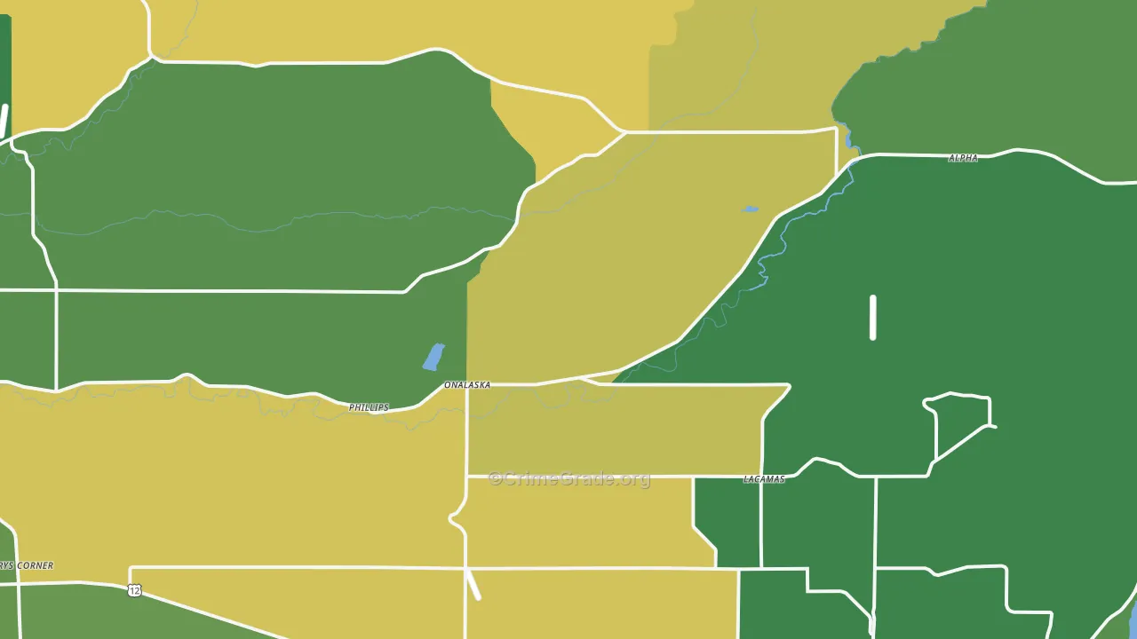 Onalaska, WA Map of Vandalism Rates