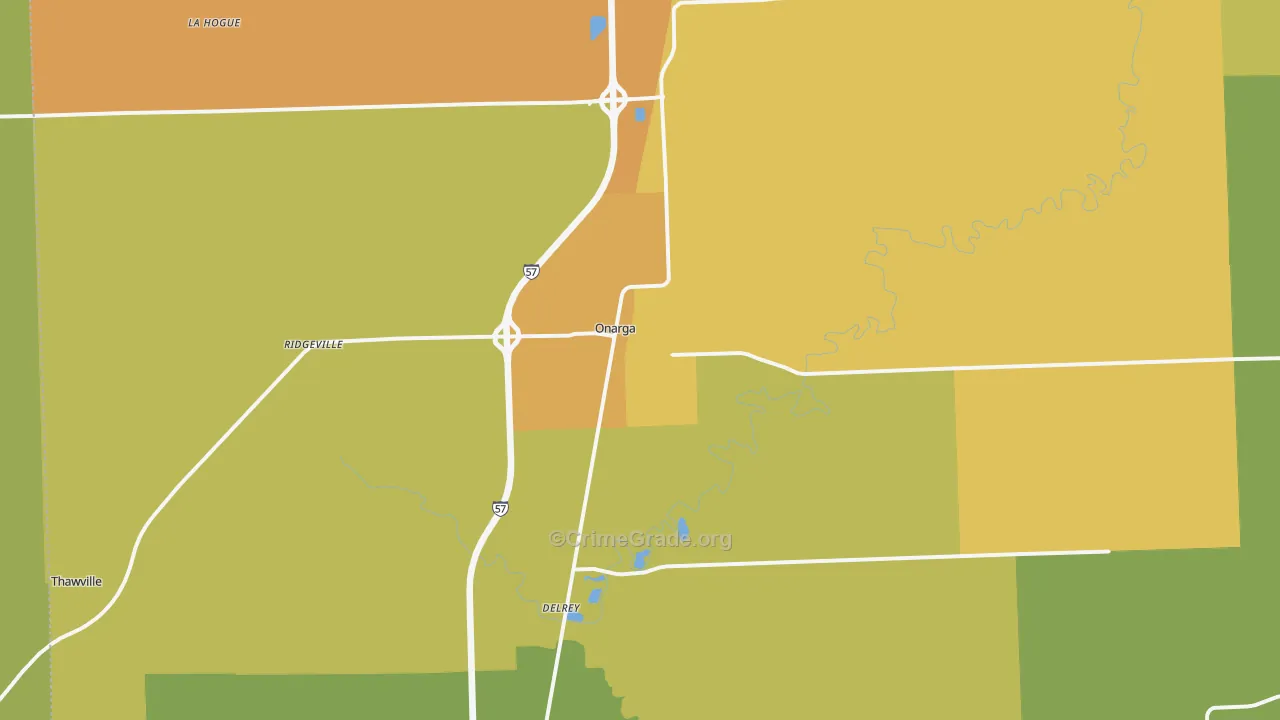 Onarga, IL Map of Vandalism Rates