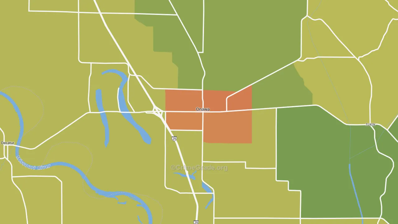 Onawa, IA Map of Vandalism Rates