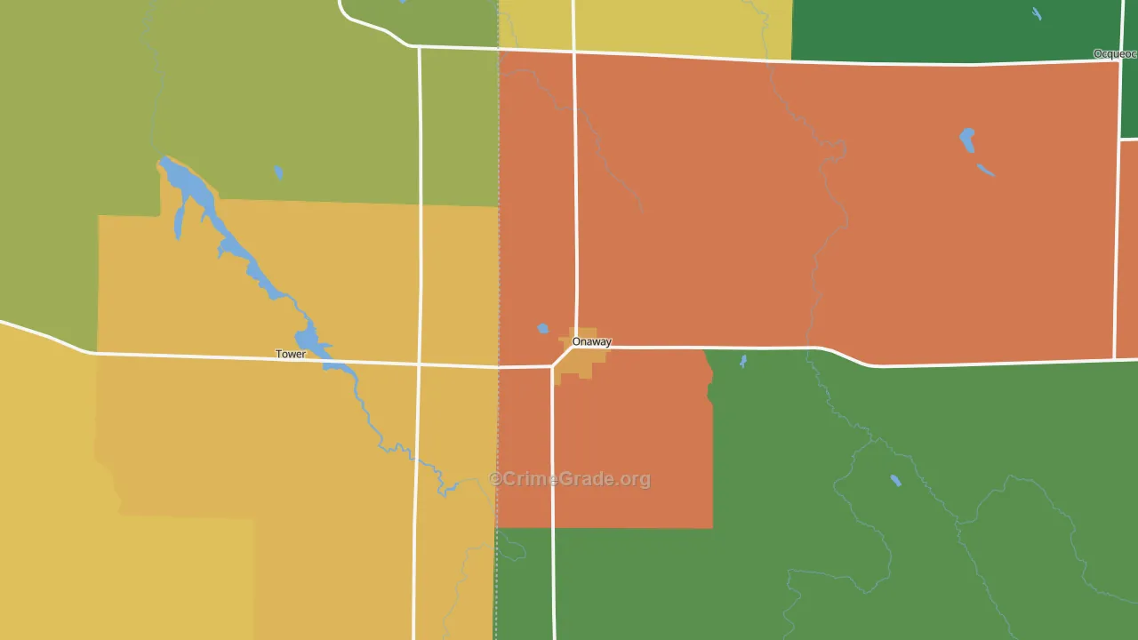 Onaway, MI Map of Vandalism Rates