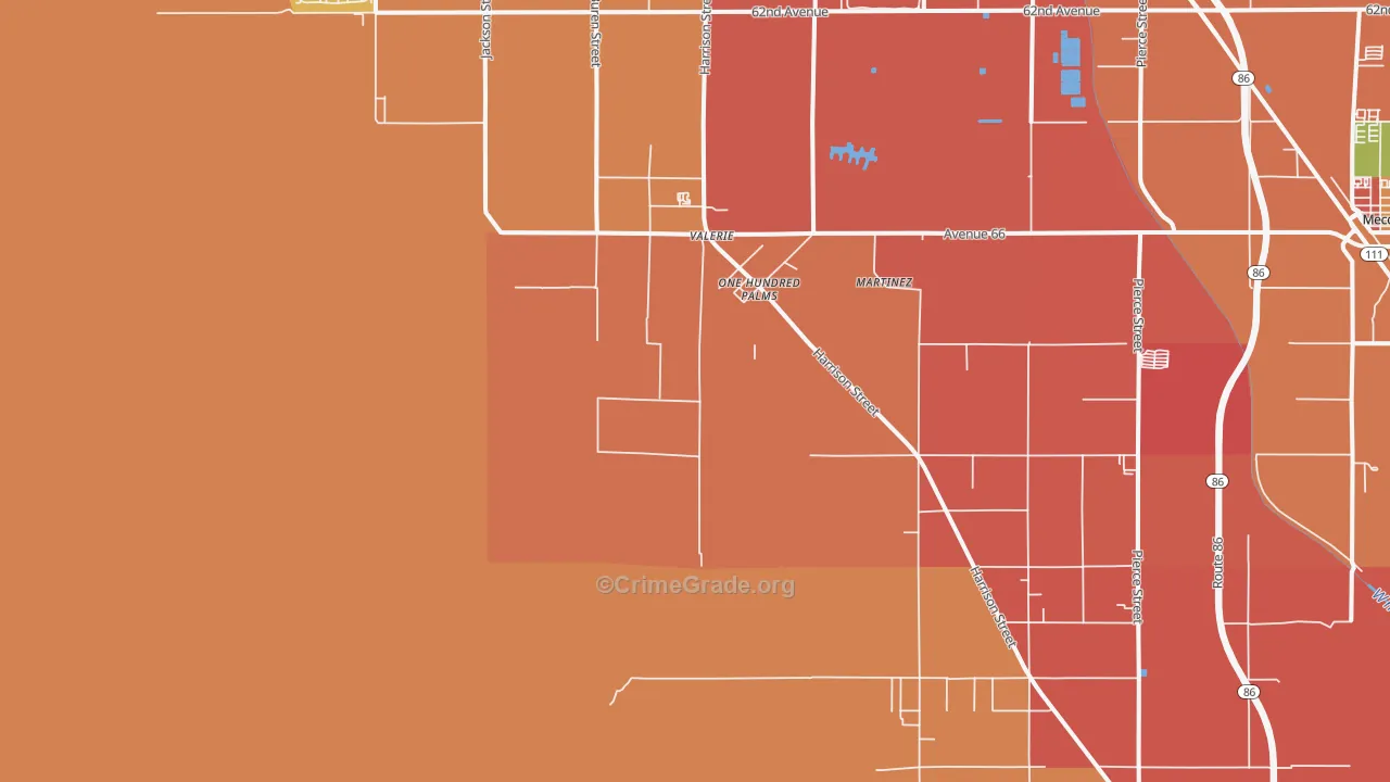 One Hundred Palms, CA Map of Vandalism Rates
