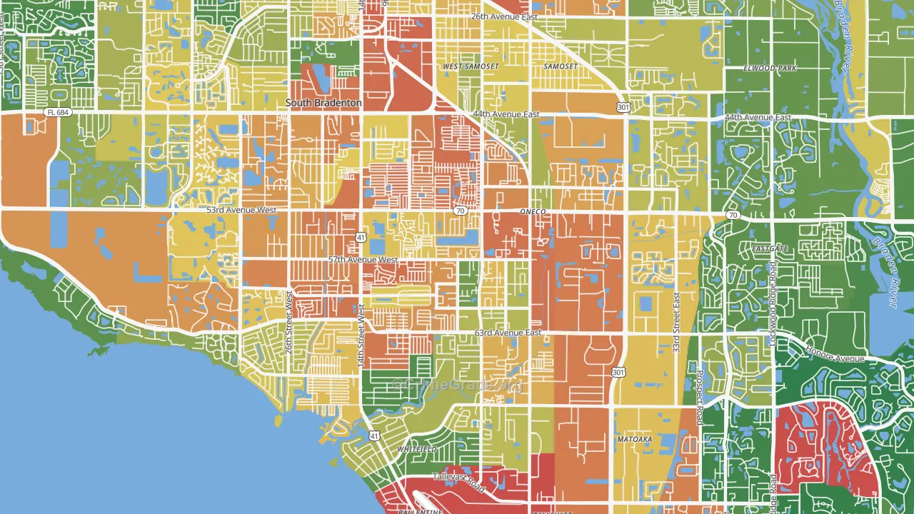 Oneco, Bradenton, FL Map of Vandalism Rates