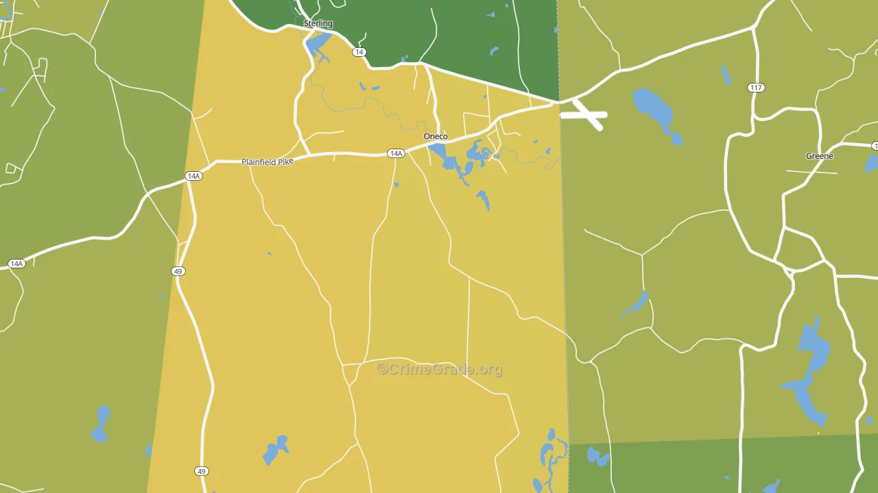 Oneco, CT Map of Vandalism Rates