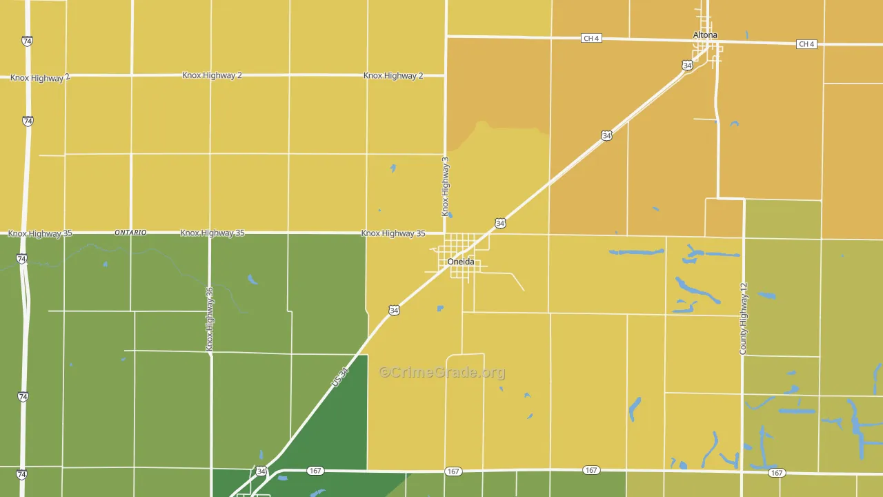 Oneida, IL Map of Vandalism Rates