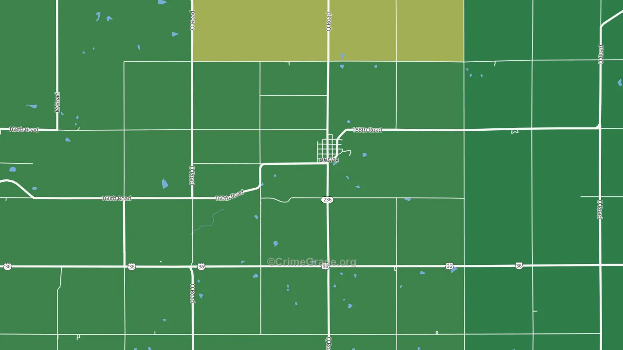 Oneida, KS Map of Vandalism Rates