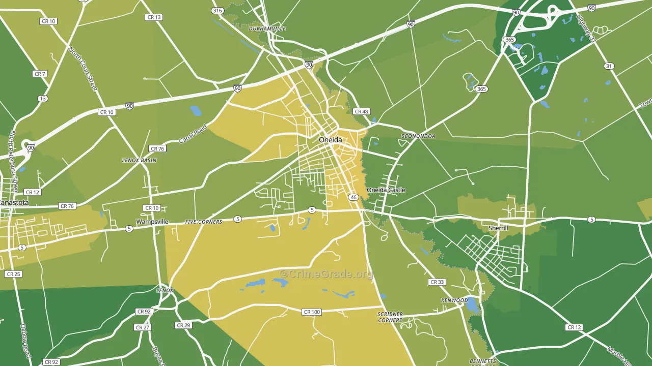Oneida, NY Map of Vandalism Rates