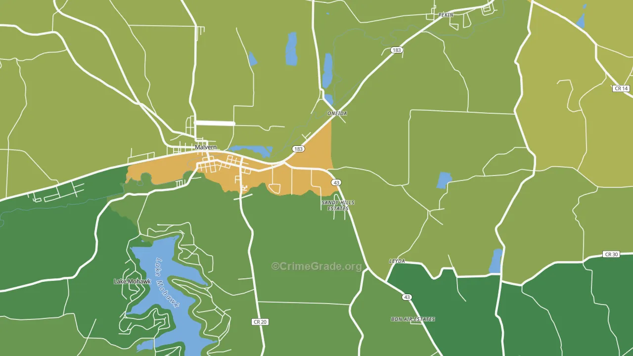 Oneida, OH Map of Vandalism Rates