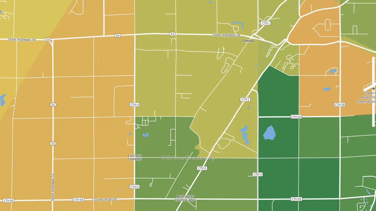 Oneida, WI Map of Vandalism Rates