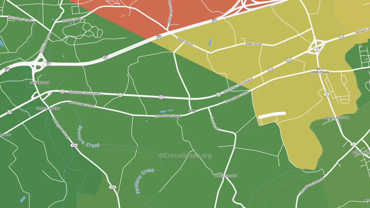 Ono, PA Map of Vandalism Rates