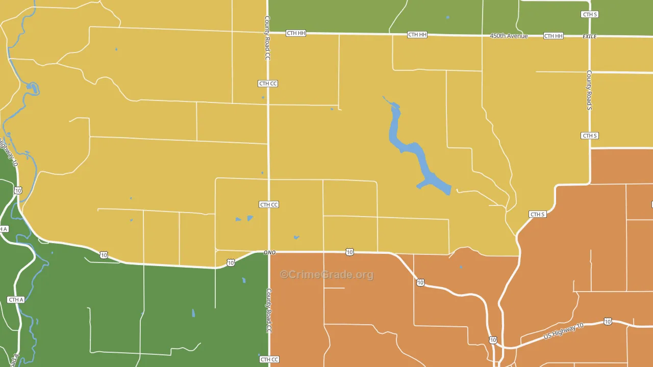 Ono, WI Map of Vandalism Rates