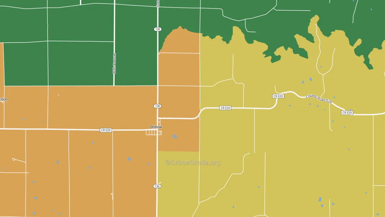 Onslow, IA Map of Vandalism Rates