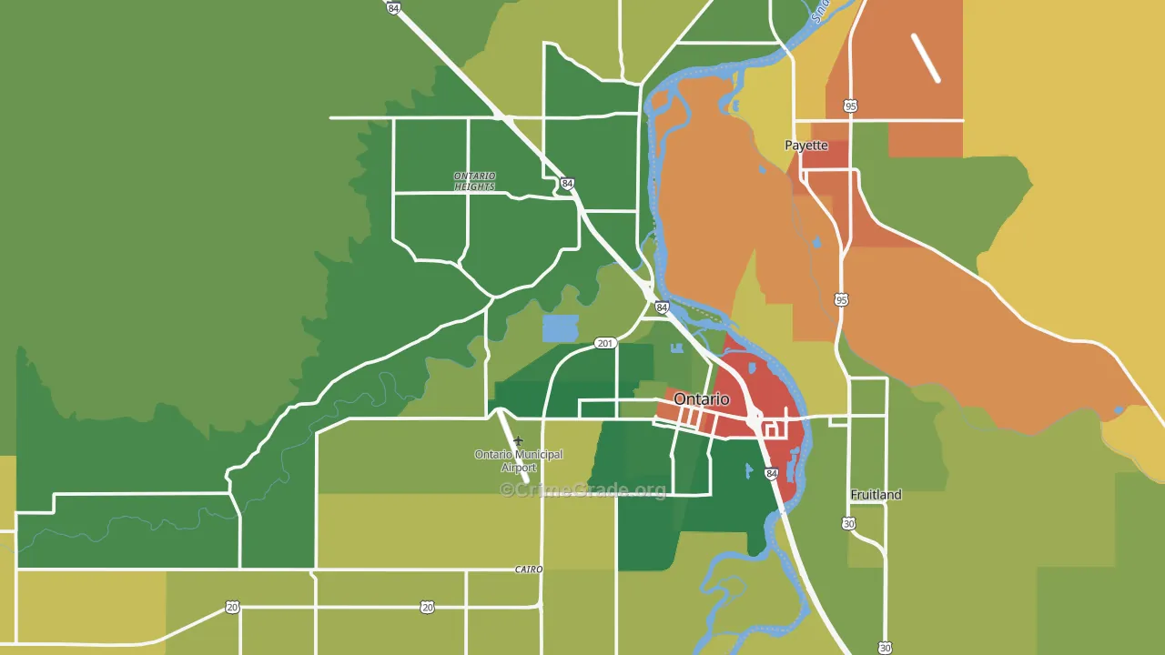 Ontario, OR Map of Vandalism Rates