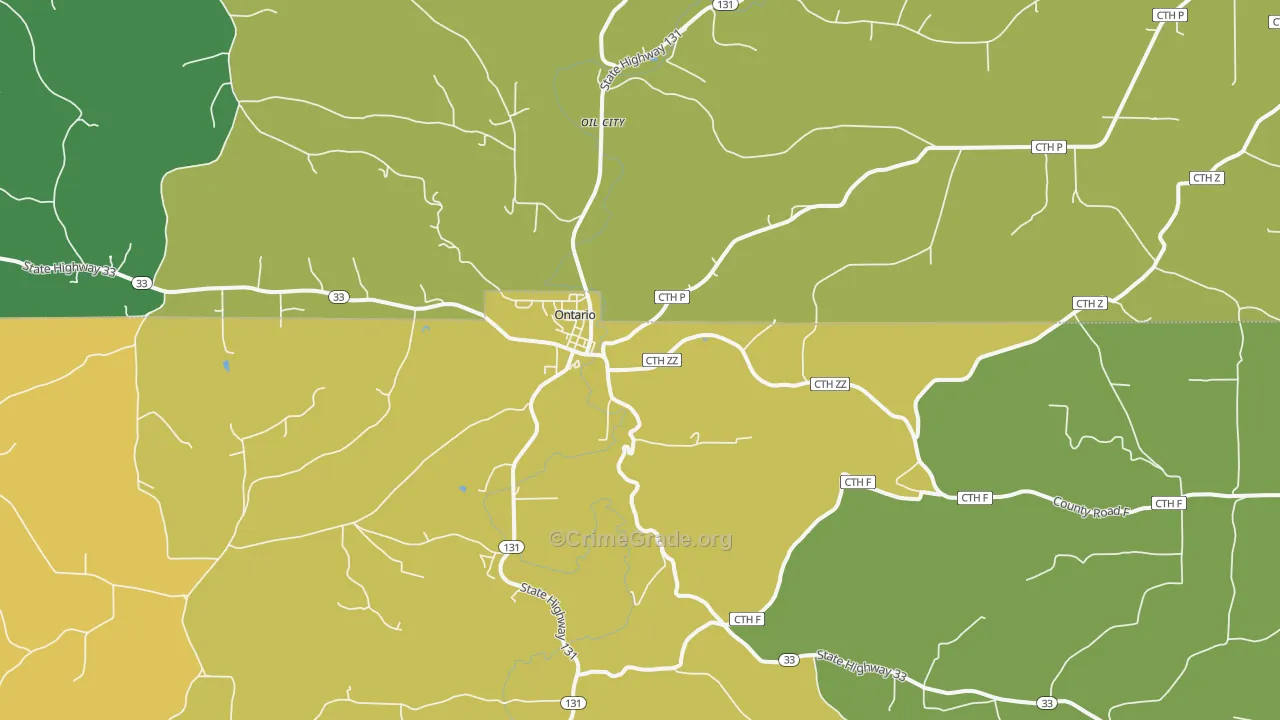Ontario, WI Map of Vandalism Rates