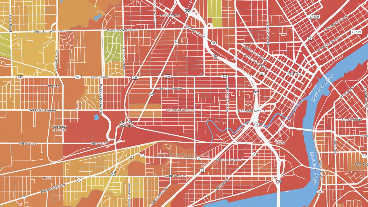 Onyx, Toledo, OH Map of Vandalism Rates