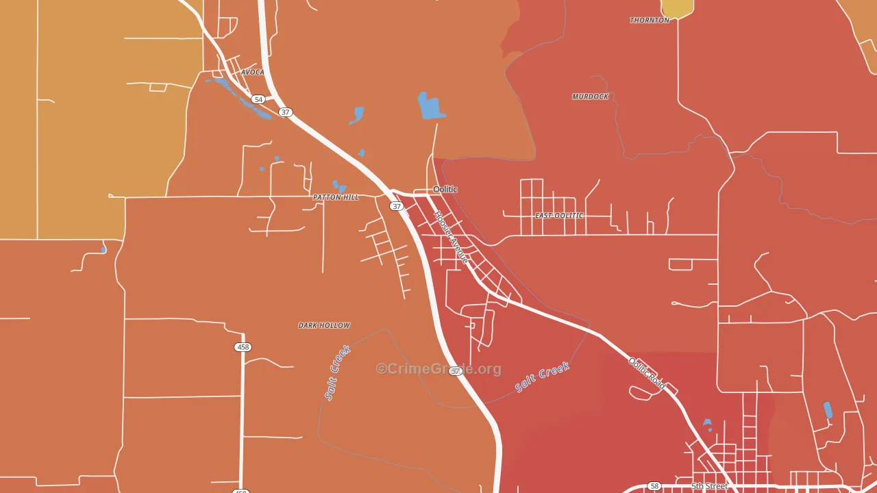 Oolitic, IN Map of Vandalism Rates