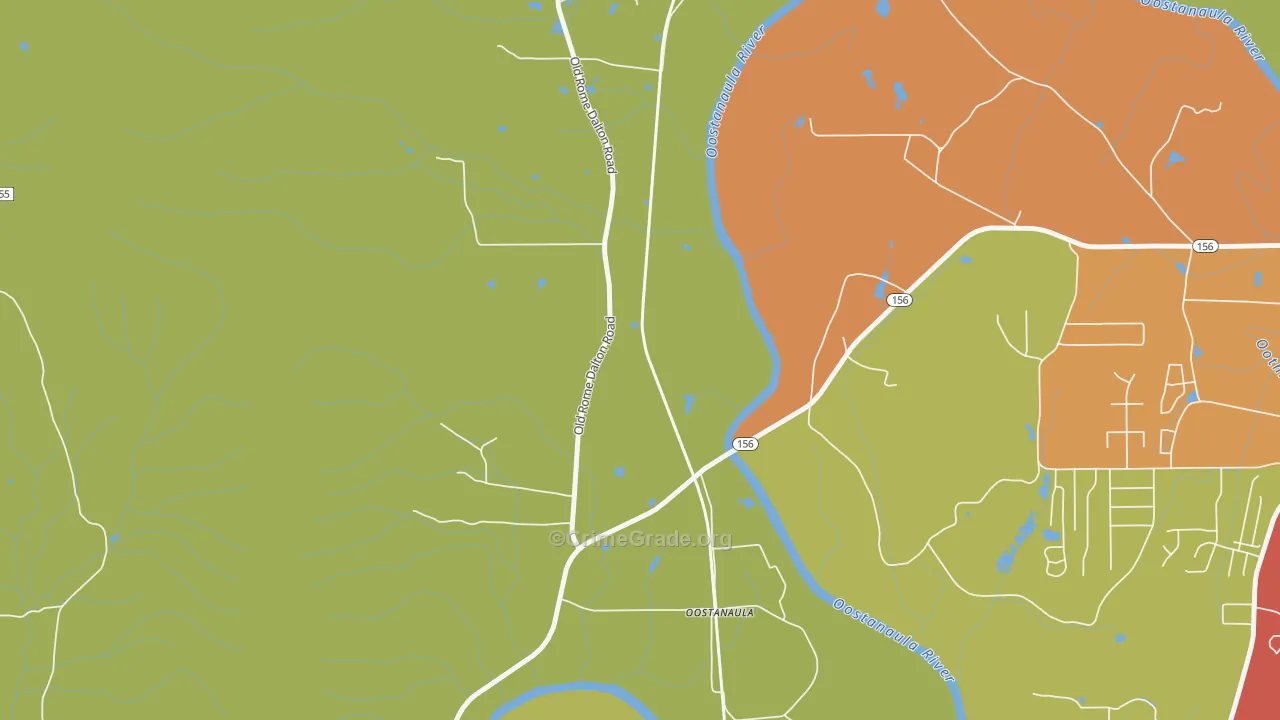 Oostanaula, GA Map of Vandalism Rates