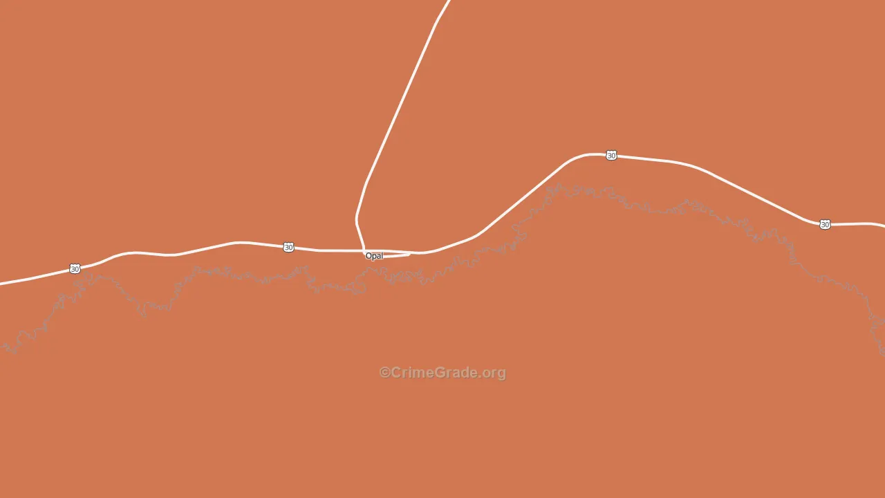 Opal, WY Map of Vandalism Rates