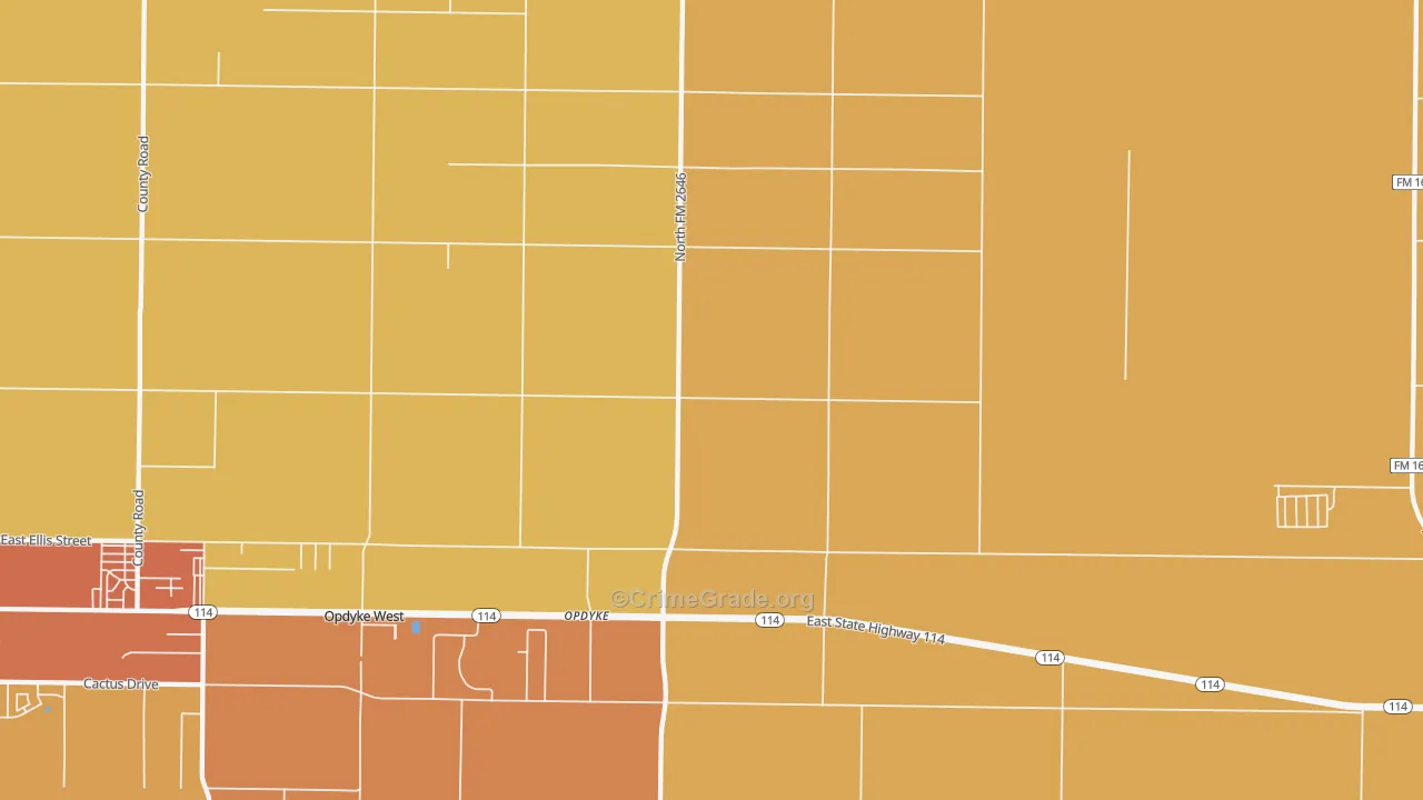 Opdyke, TX Map of Vandalism Rates