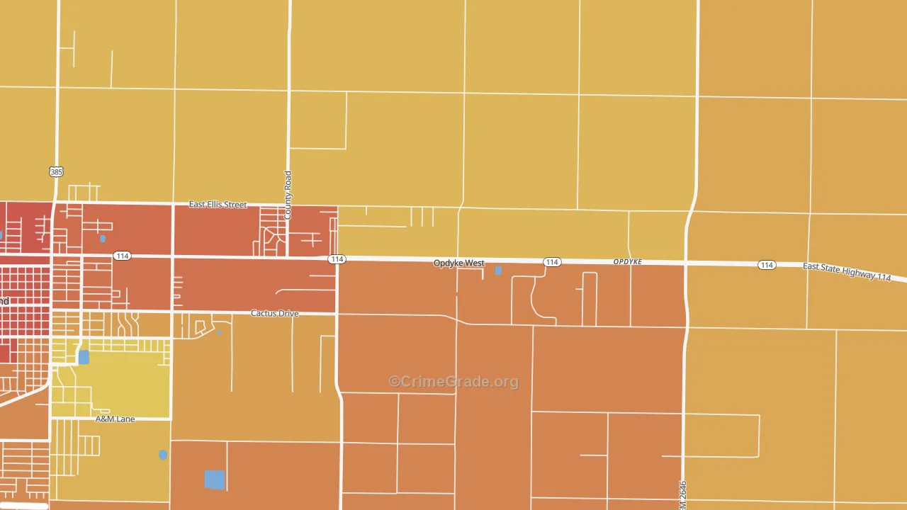 Opdyke West, TX Map of Vandalism Rates