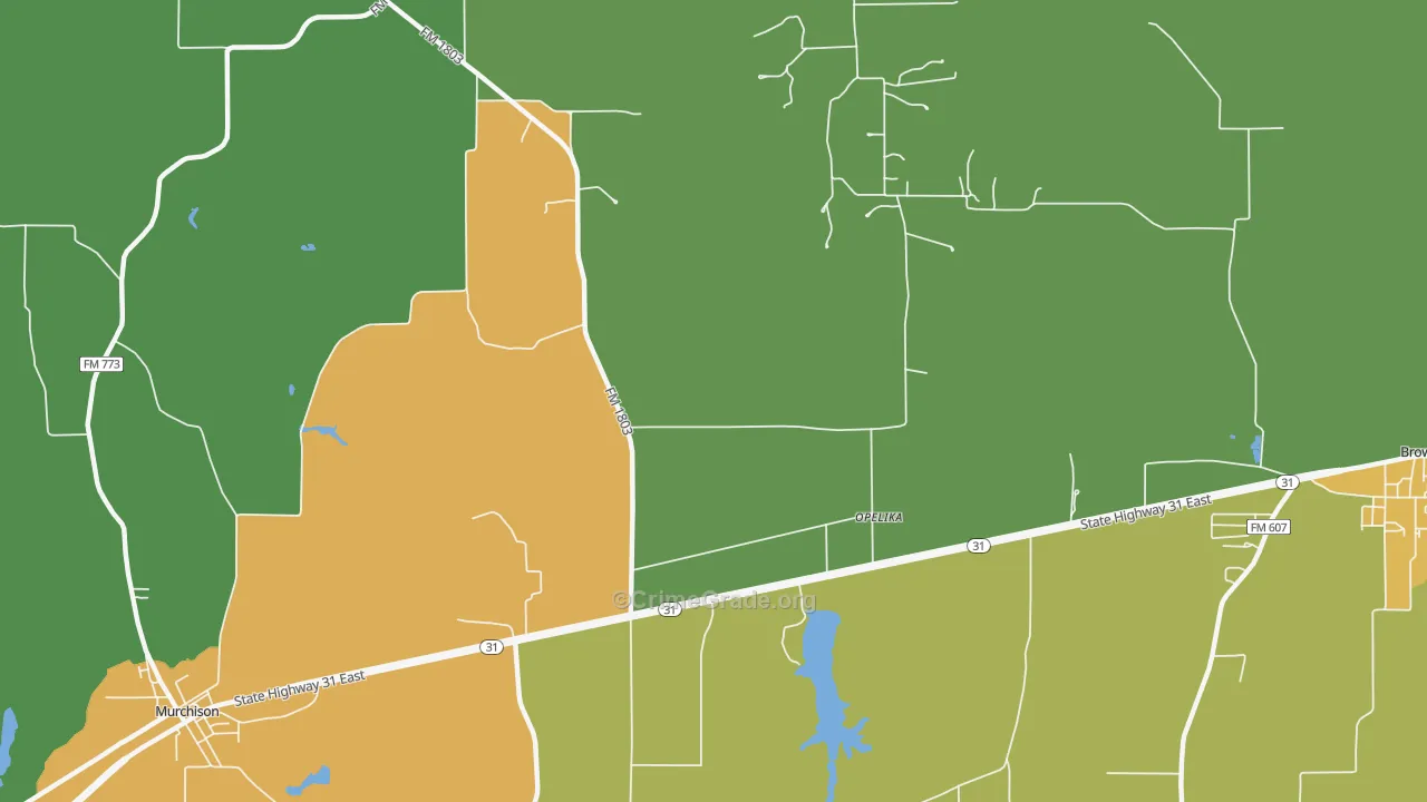 Opelika, TX Map of Vandalism Rates