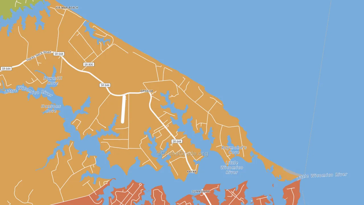 Ophelia, VA Map of Vandalism Rates