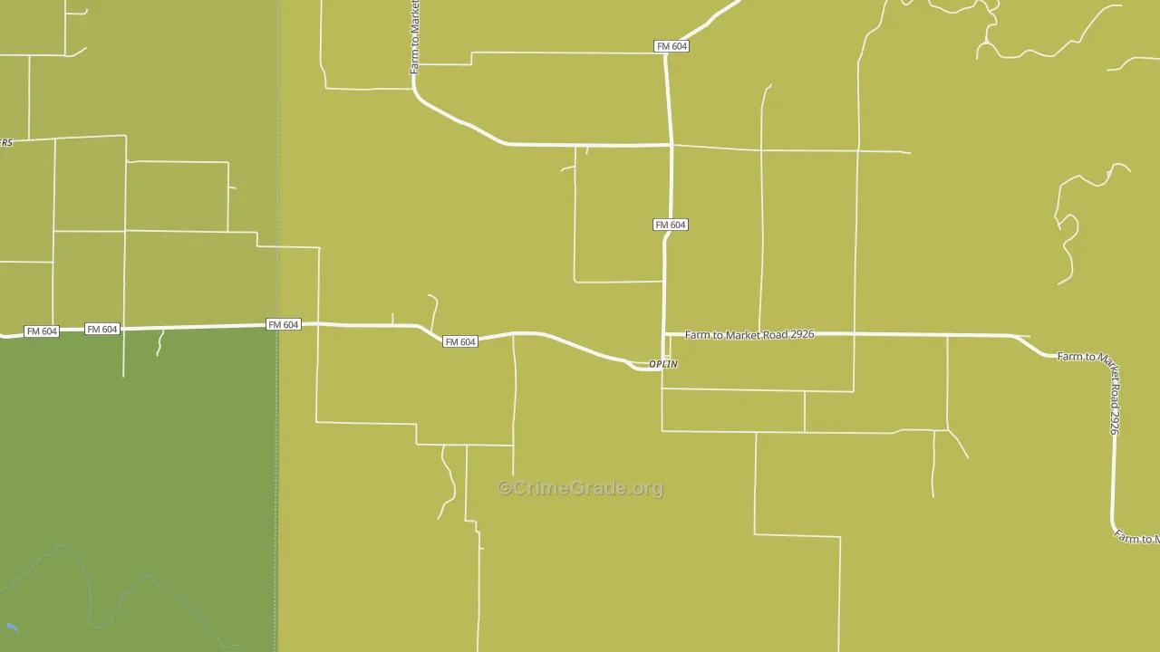 Oplin, TX Map of Vandalism Rates