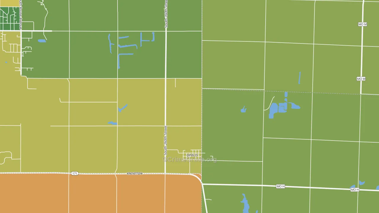 Opolis, KS Map of Vandalism Rates