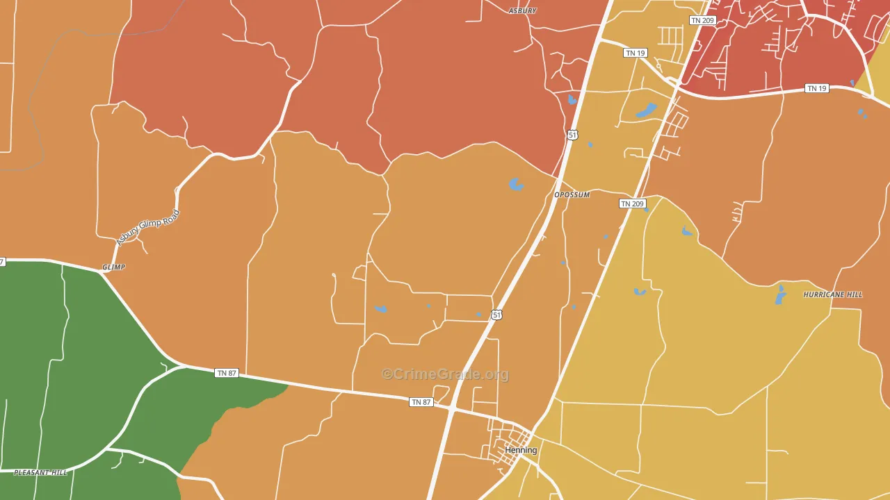 Opossum, TN Map of Vandalism Rates