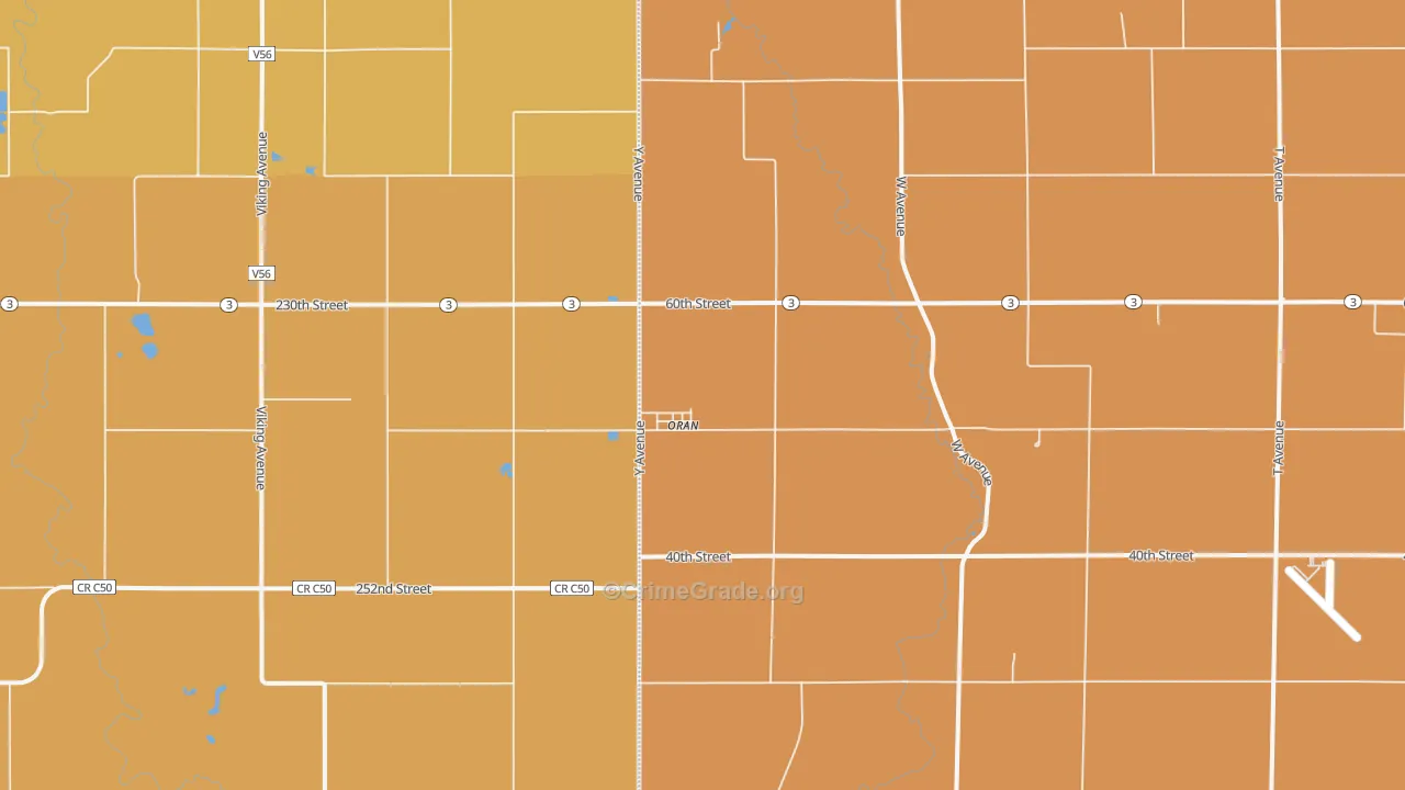 Oran, IA Map of Vandalism Rates
