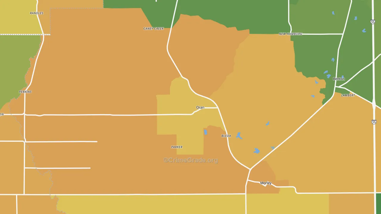 Oran, MO Map of Vandalism Rates
