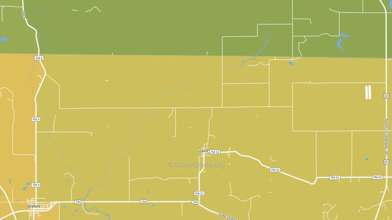 Oran, TX Map of Vandalism Rates