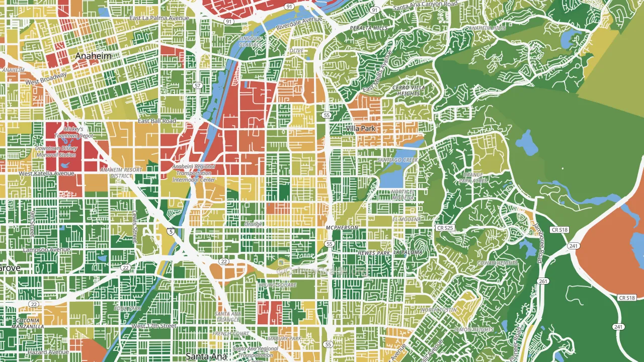 Orange, CA Map of Vandalism Rates