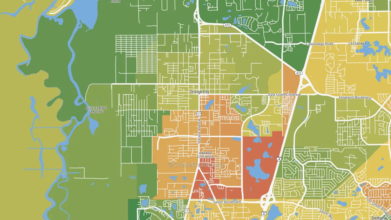 Orange City, FL Map of Vandalism Rates