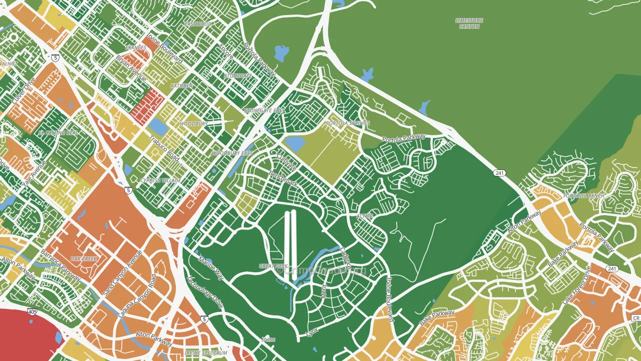 Orange County Great Park, Irvine, CA Map of Vandalism Rates