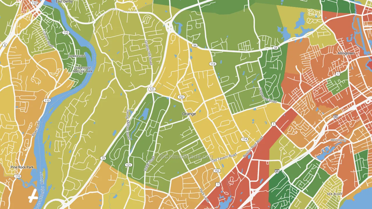 Orange, CT Map of Vandalism Rates