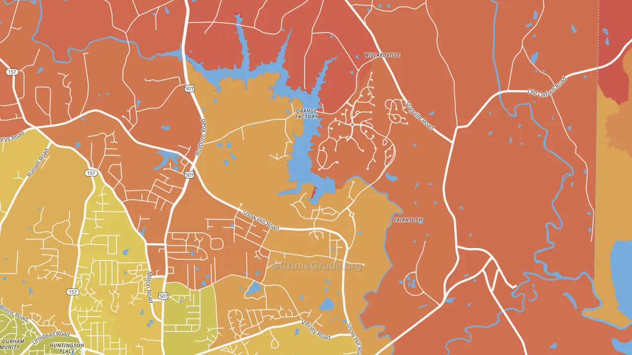 Orange Factory, NC Map of Vandalism Rates