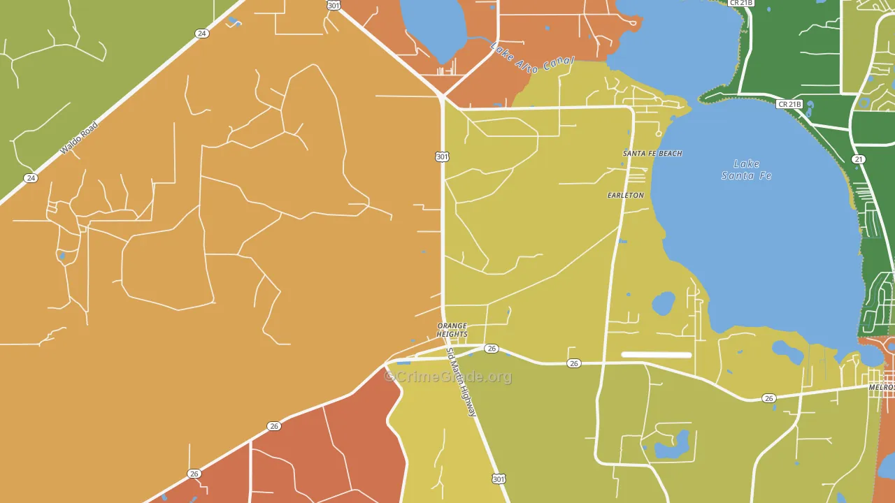 Orange Heights, FL Map of Vandalism Rates