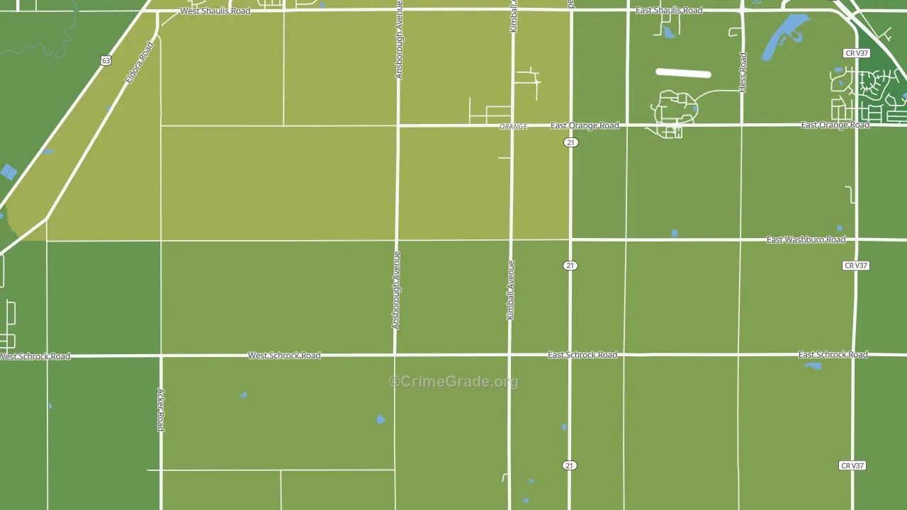 Orange, IA Map of Vandalism Rates