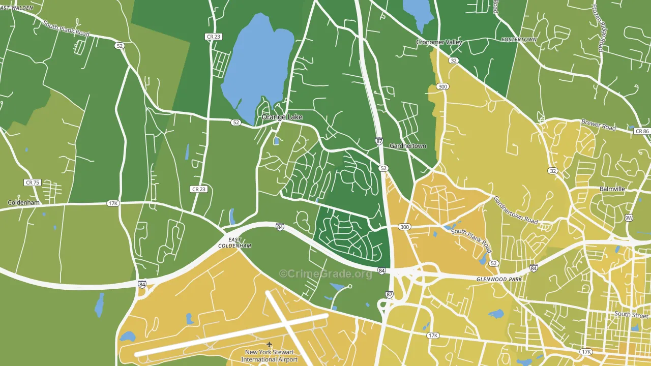 Orange Lake, NY Map of Vandalism Rates