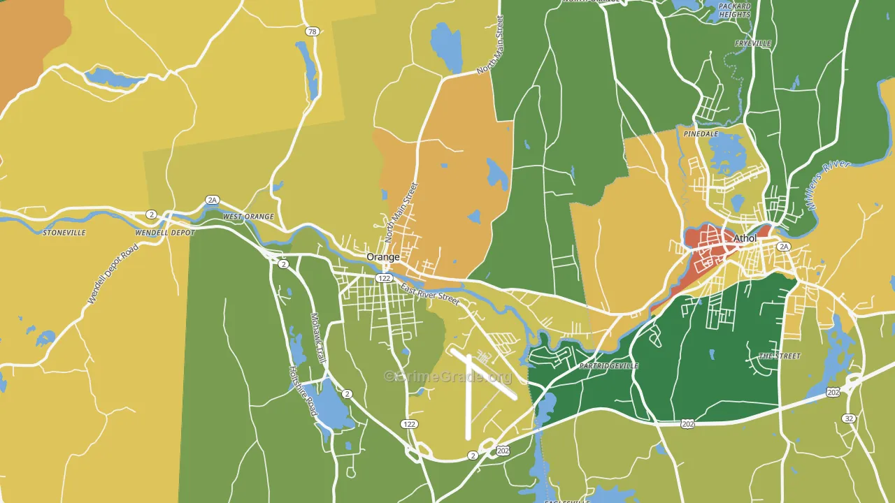 Orange, MA Map of Vandalism Rates