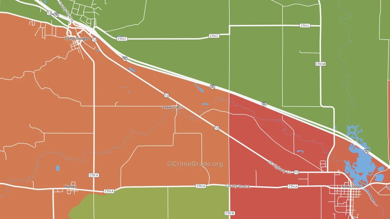 Orange Mill, WI Map of Vandalism Rates