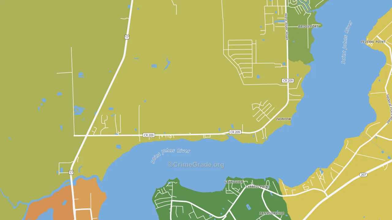 Orange Mills, FL Map of Vandalism Rates