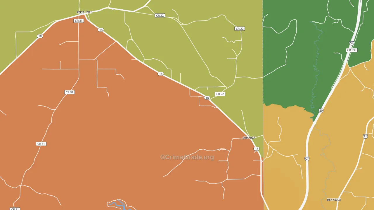 Orange, MS Map of Vandalism Rates