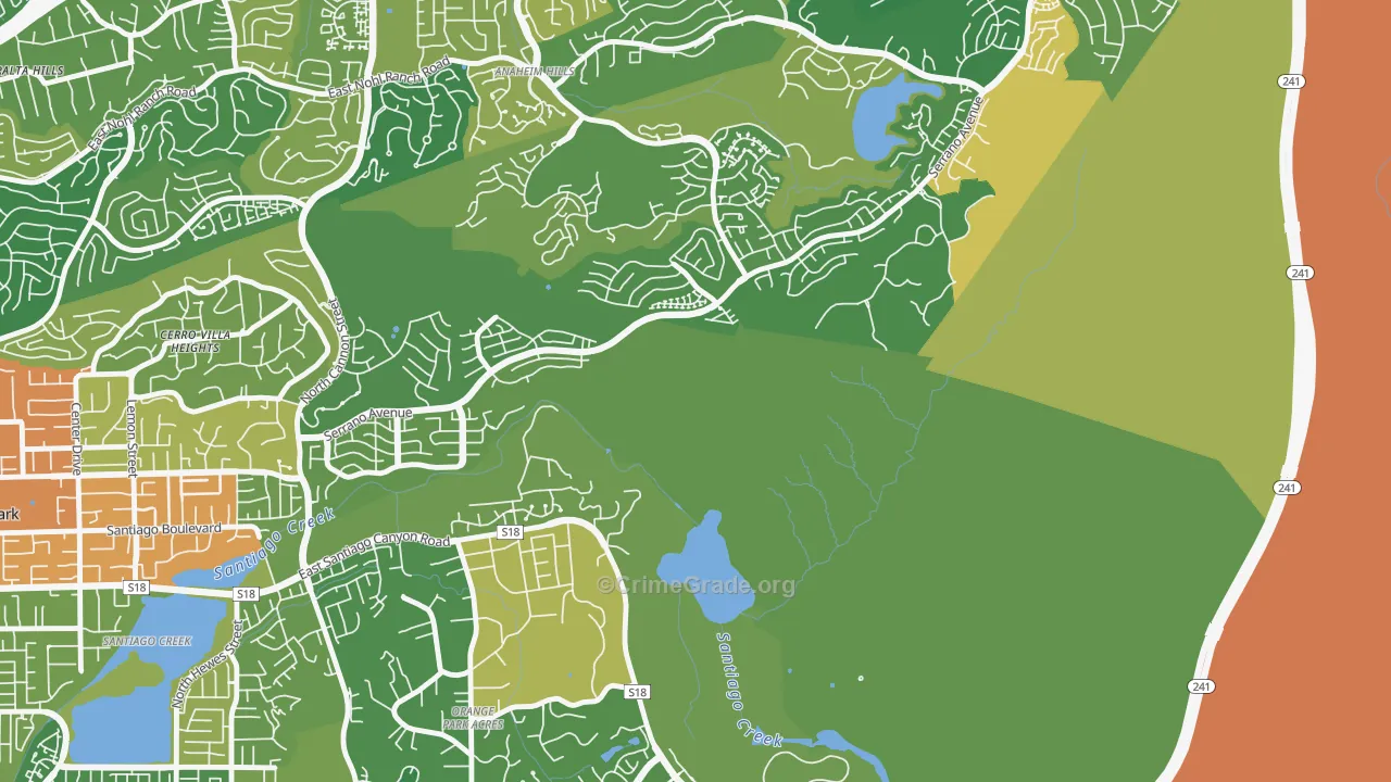 Orange Park Acres, CA Map of Vandalism Rates